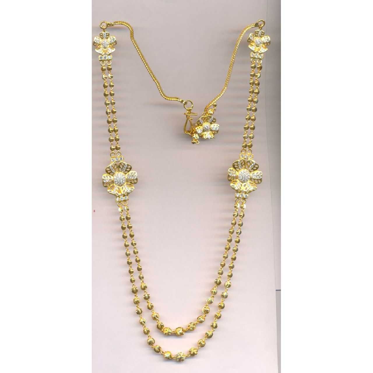 22KT Gold Ladies Indian Fancy Vertical Necklace Set