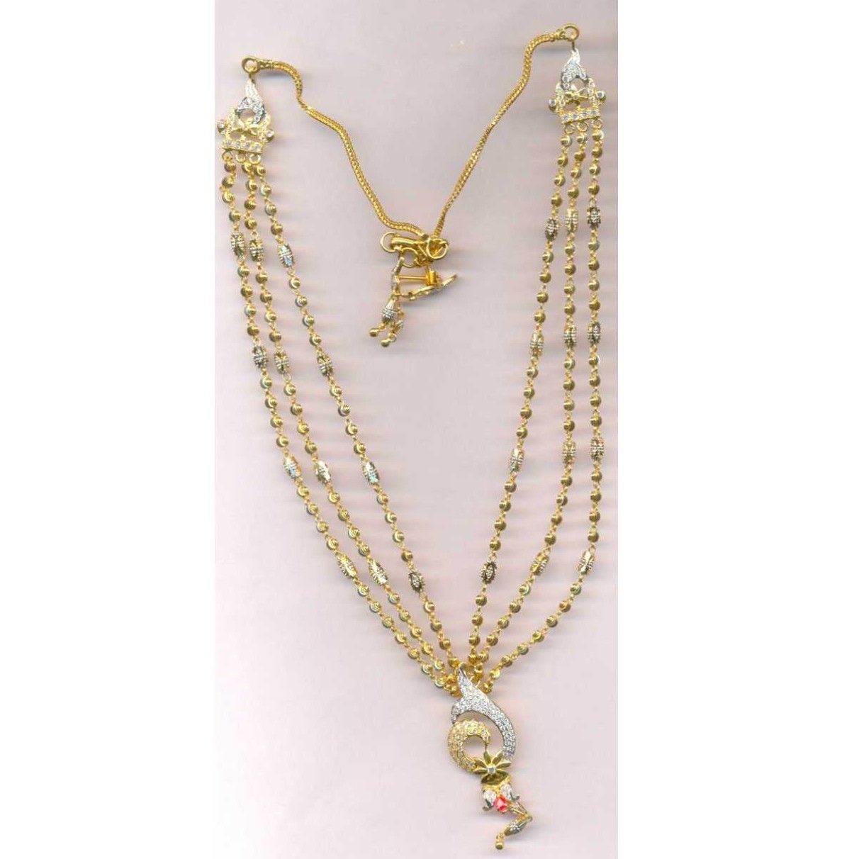 22KT Gold Ladies Vertical Indian Fancy Necklace Set