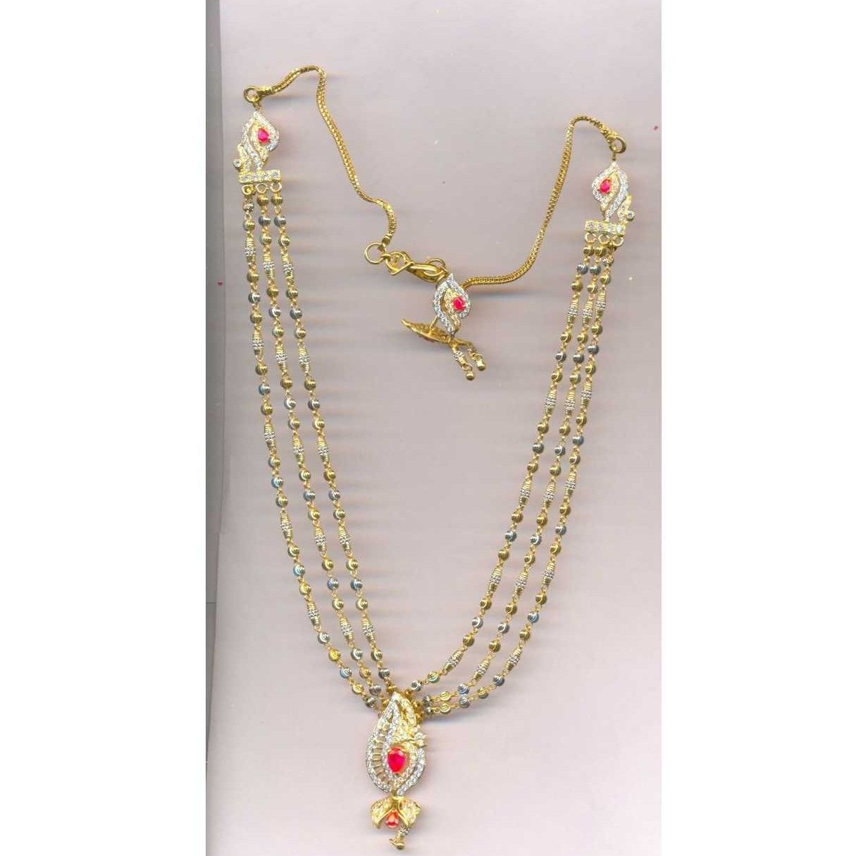22KT Gold Ladies Vertical Necklace Set