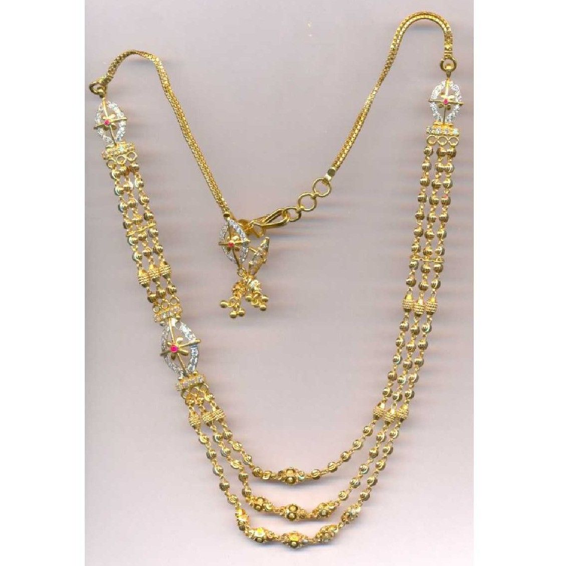 22KT Gold Ladies Indian Vertical Necklace Set