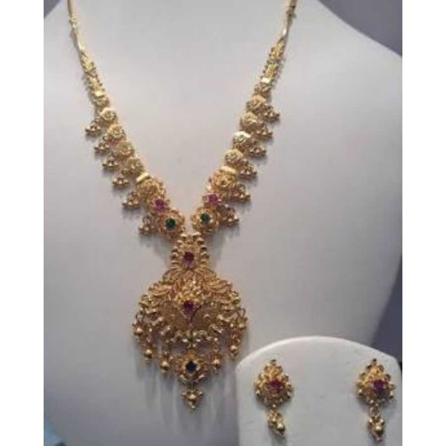 22KT Gold Ladies Indian Fancy Necklace Set