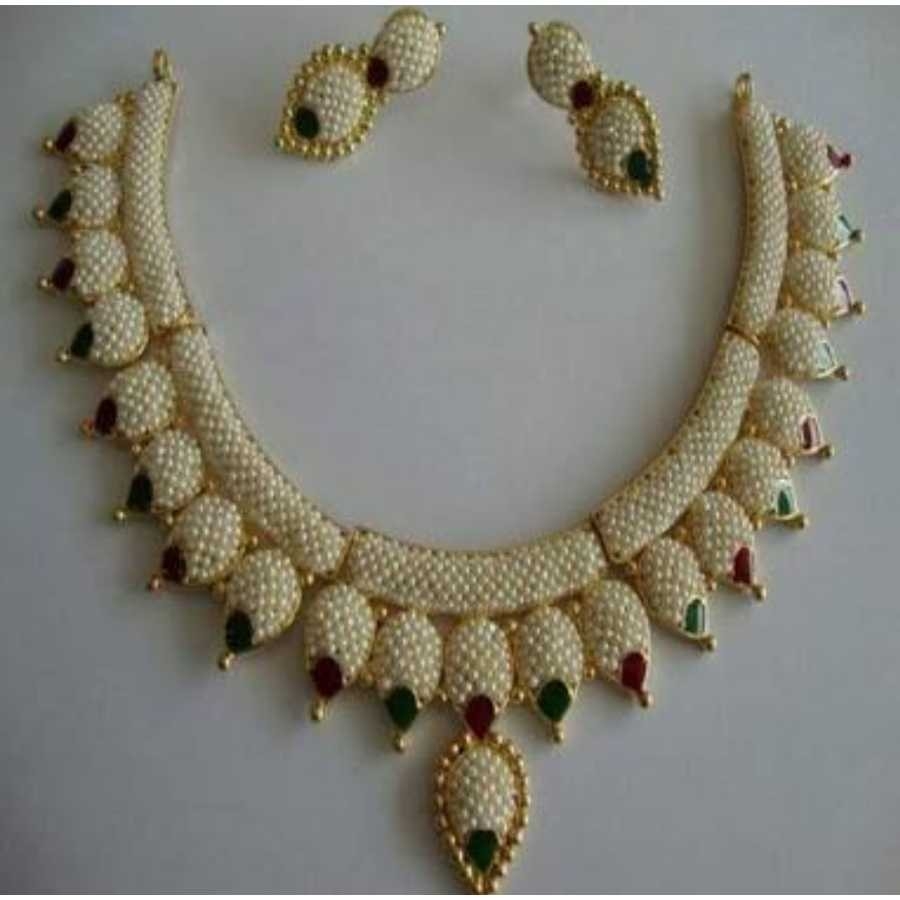22k Gold Ladies Indian Fancy Necklace Set