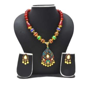 Fancy Kundan-Meena Ladies Necklace Set
