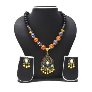 Fancy Kundan-Meena Ladies Necklace Set
