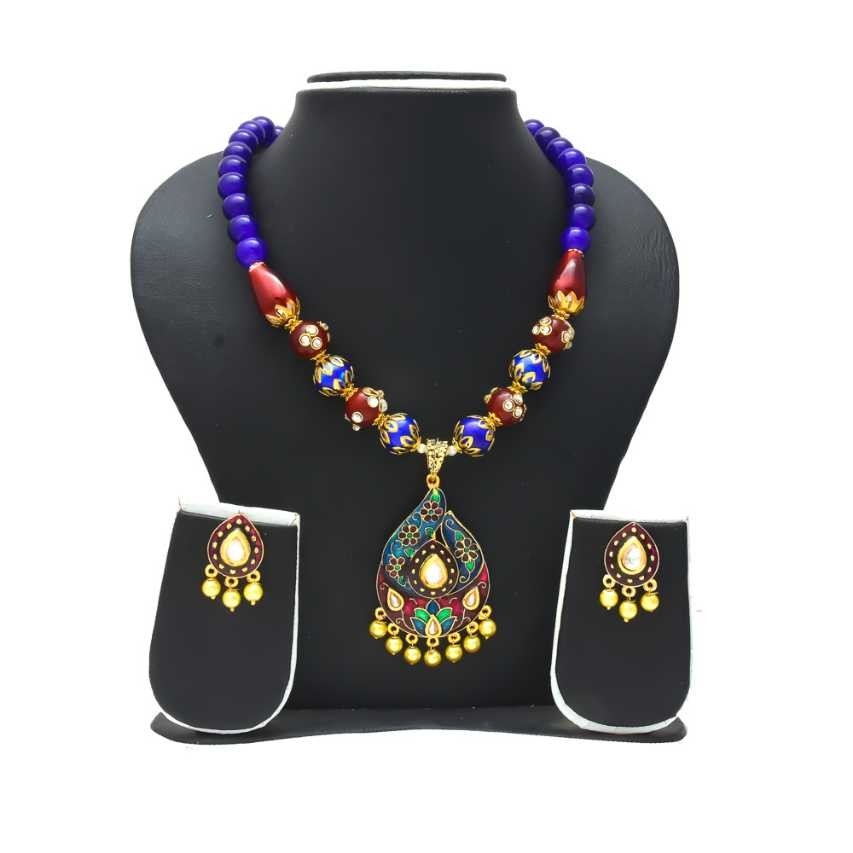 Fancy Kundan-Meena Ladies Necklace Set - Image 2