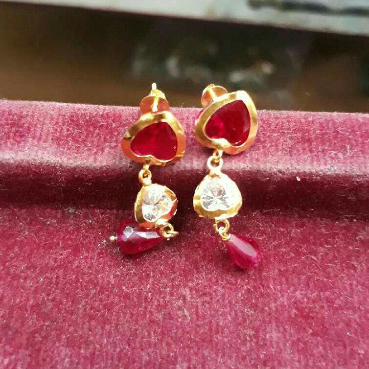 916 Gold Indian Stunning Colorstone Earrings