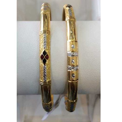 22KT Gold Ladies Indian Designer Bangles Yellow