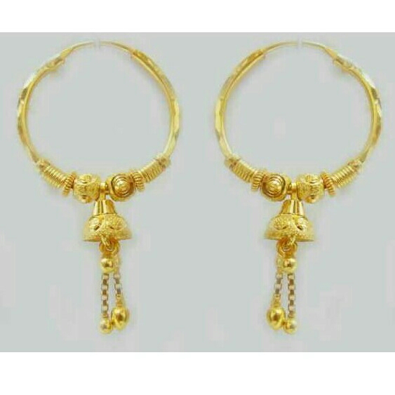 22K Gold Ladies Indian Fancy bali Yellow