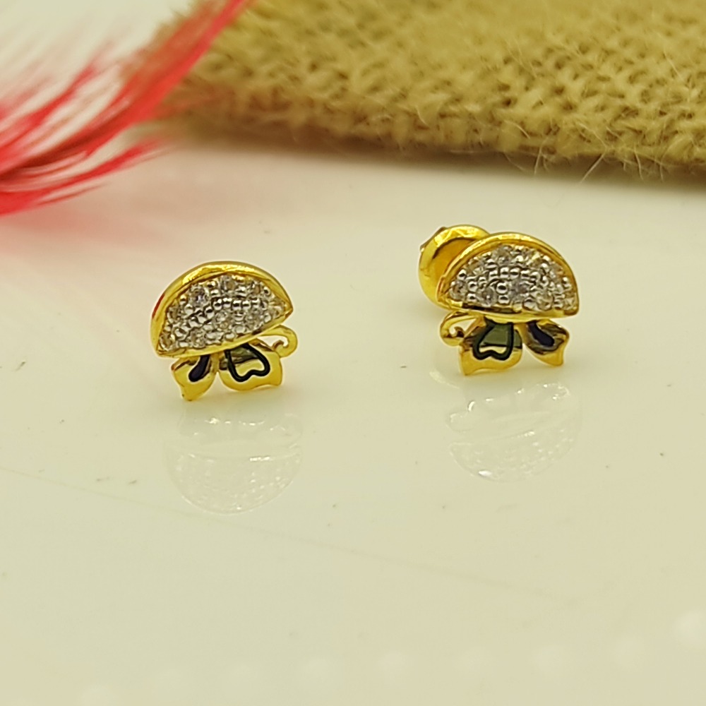 Floral leaflet 22 kt gold earrings