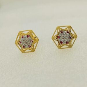 Round-star design beautiful 22 kt gold earrings