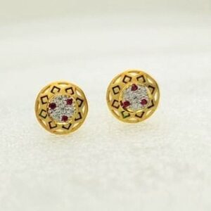 Circular black mina 22 kt gold earrings