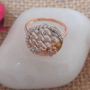 Simulated diamond 18 kt rose gold engagement ring