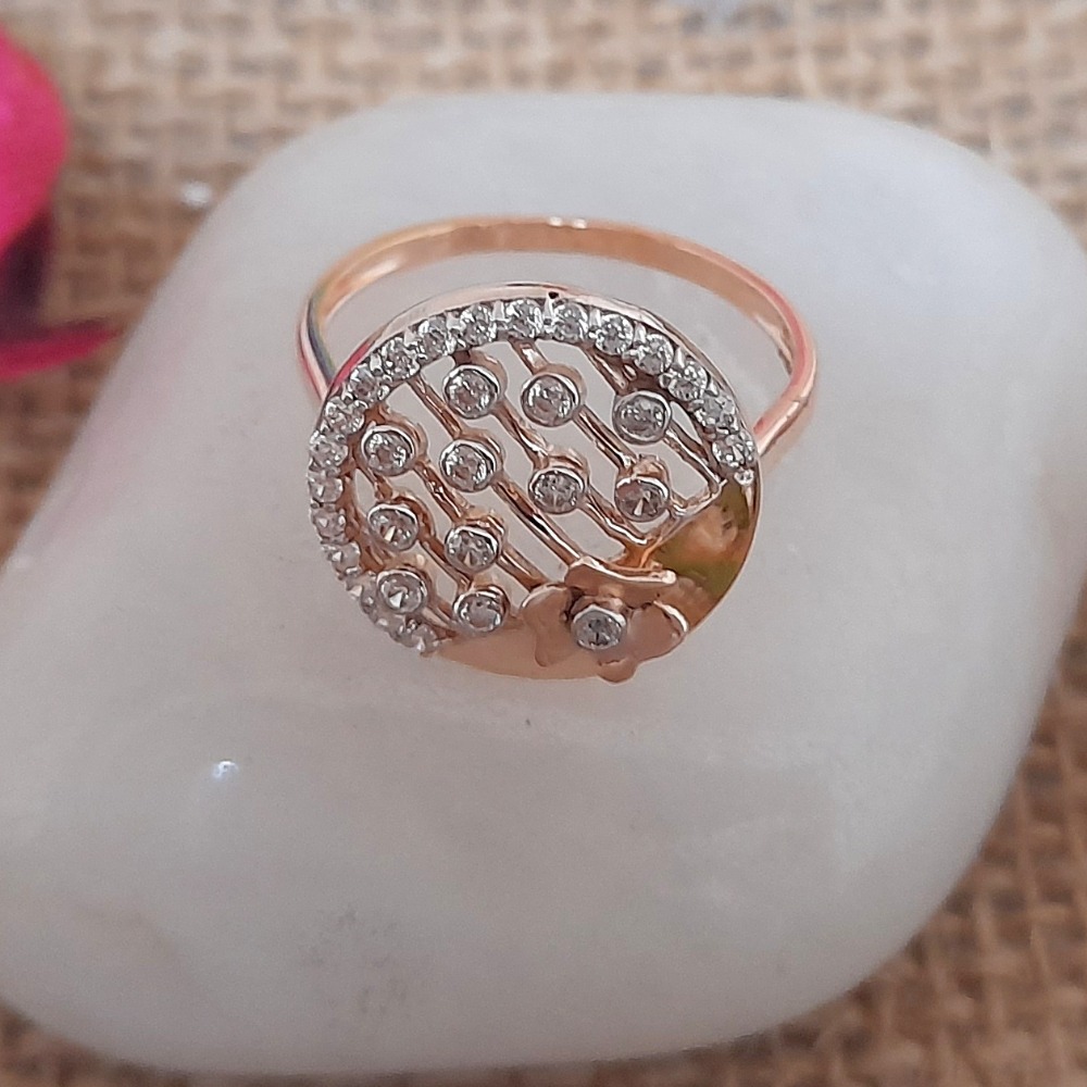 Simulated diamond 18 kt rose gold engagement ring