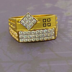 Horizontal diamond 22kt gold gents ring