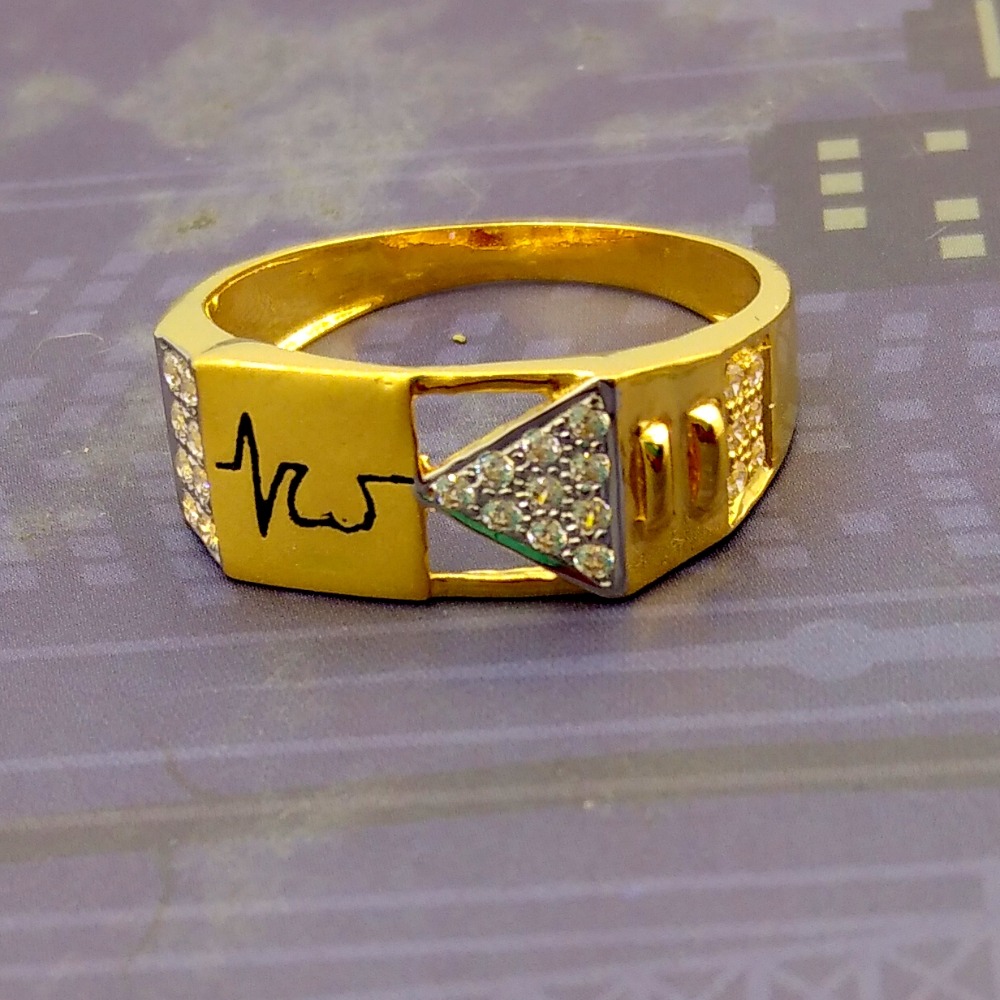 Daily wear fancy heart beat pattern 22kt gold ring