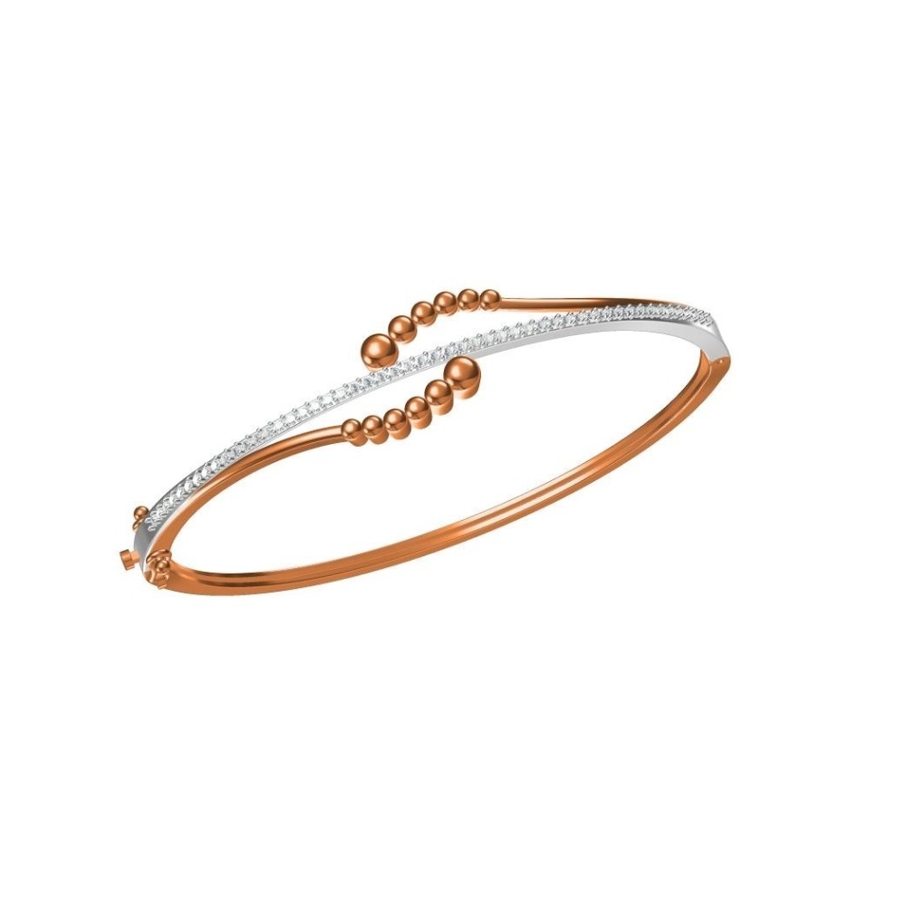 18 kt rose gold single diamond patti ladies kada