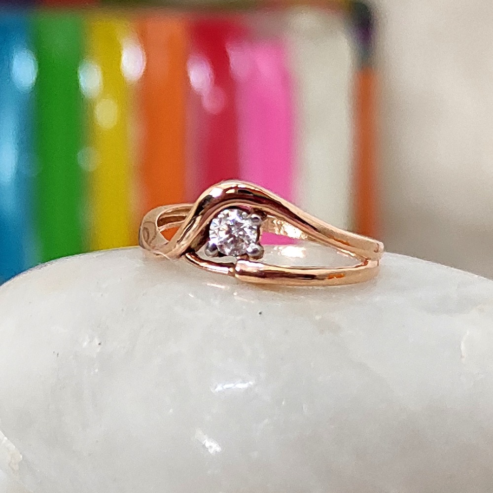 18 kt rose gold fancy fish curve solitare rslr-0137