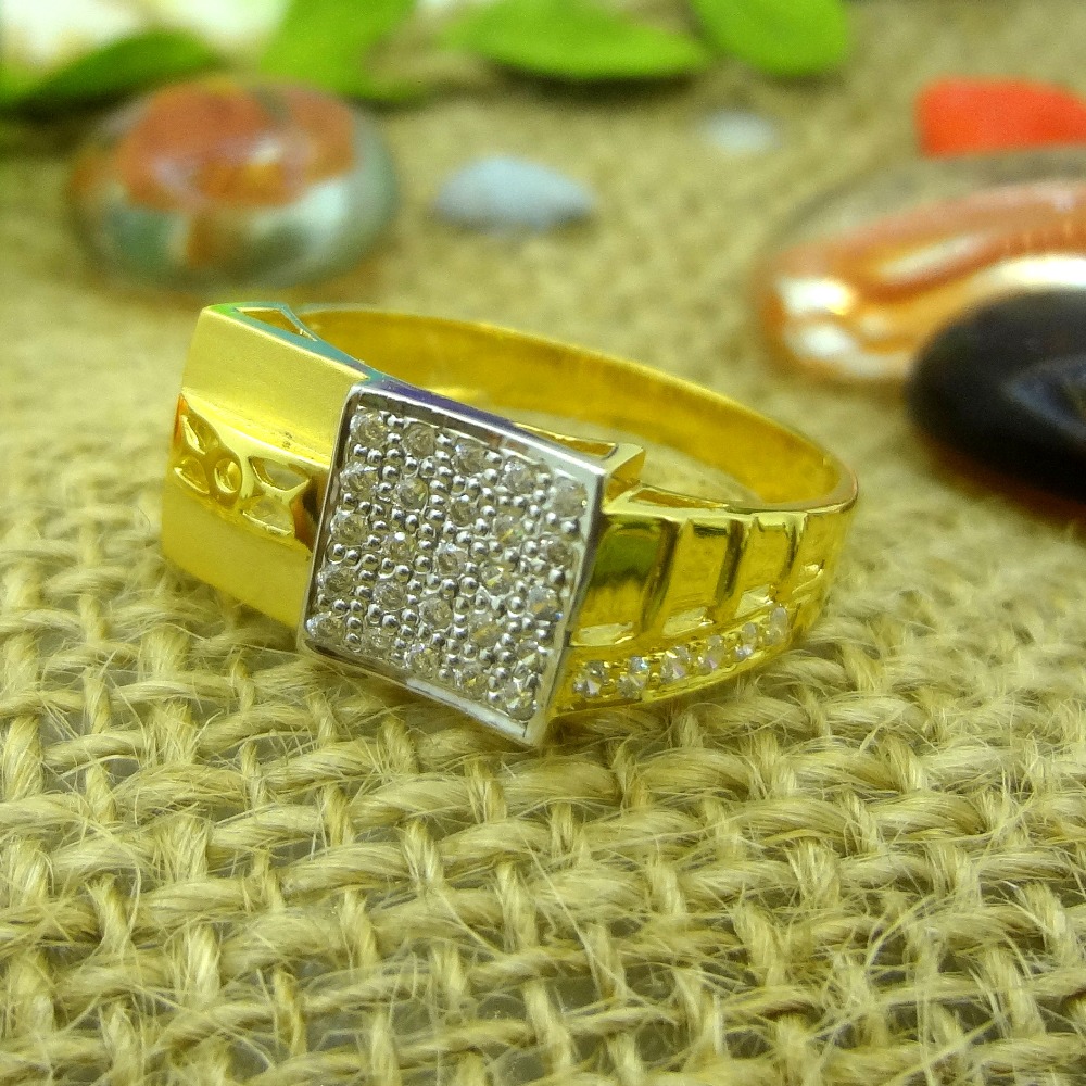 916 gold cz diamond stylish gents ring