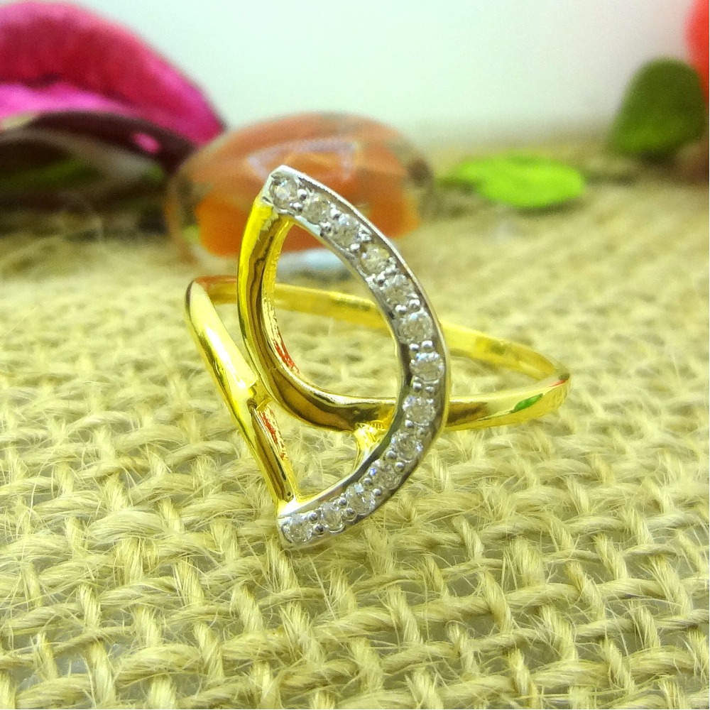 916 gold cz diamond amazing curve shape ladies ring