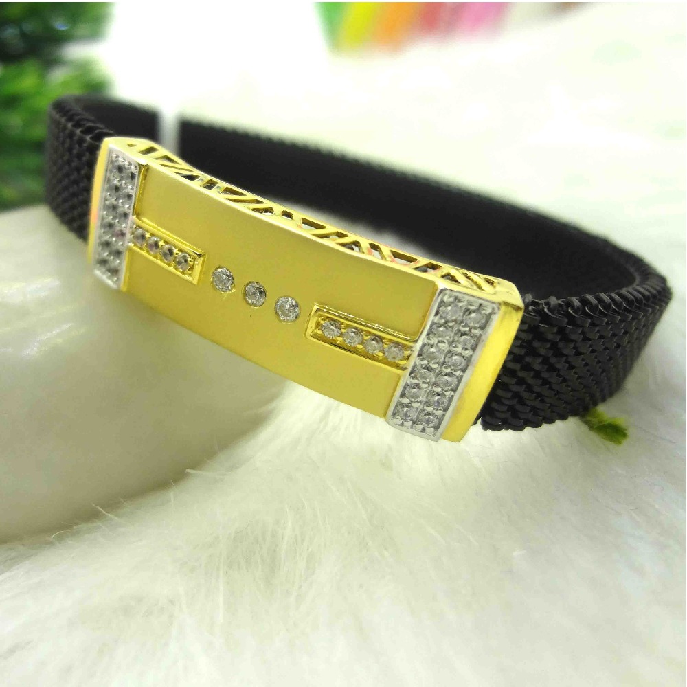 916 gold cz diamond fancy magnetic gents bracelet