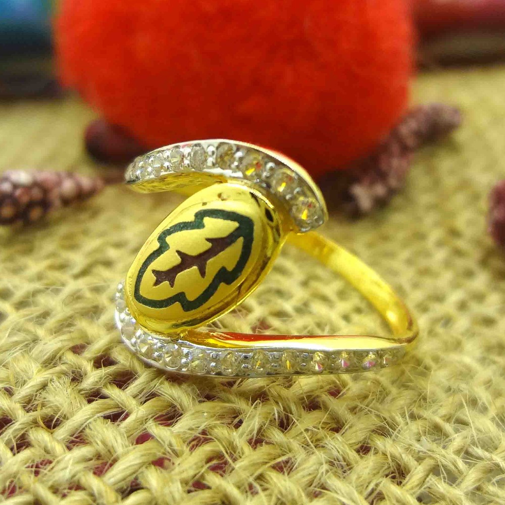 916 gold cz diamond leaf pattern ladies ring