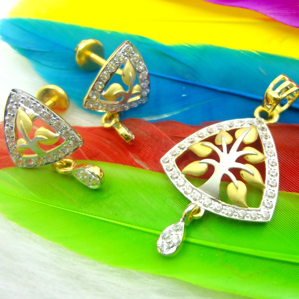 wishing tree shape Handmade 22kt gold pendant set