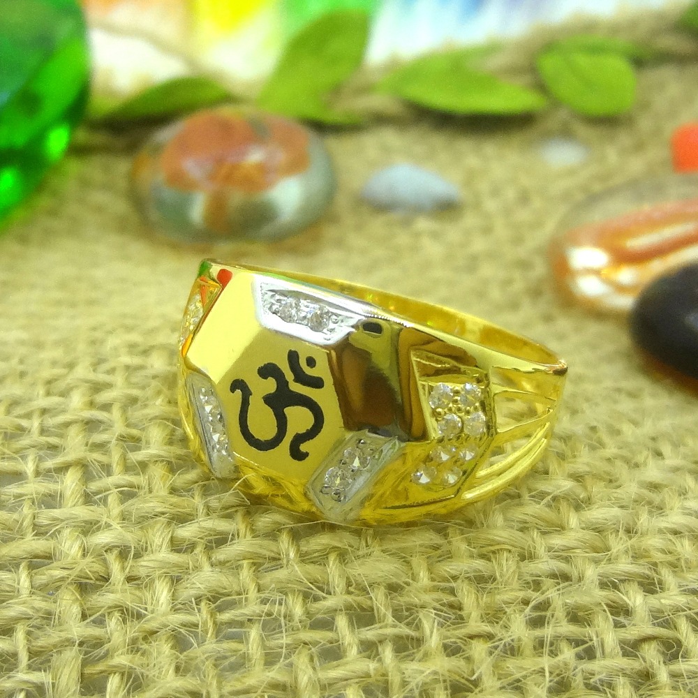Pentagonal Om letter designer 22kt gents ring