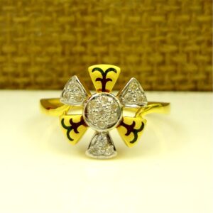 916 gold cz diamond floral pattern ladies ring