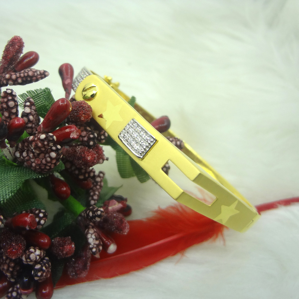 916 gold cz diamond gents kada