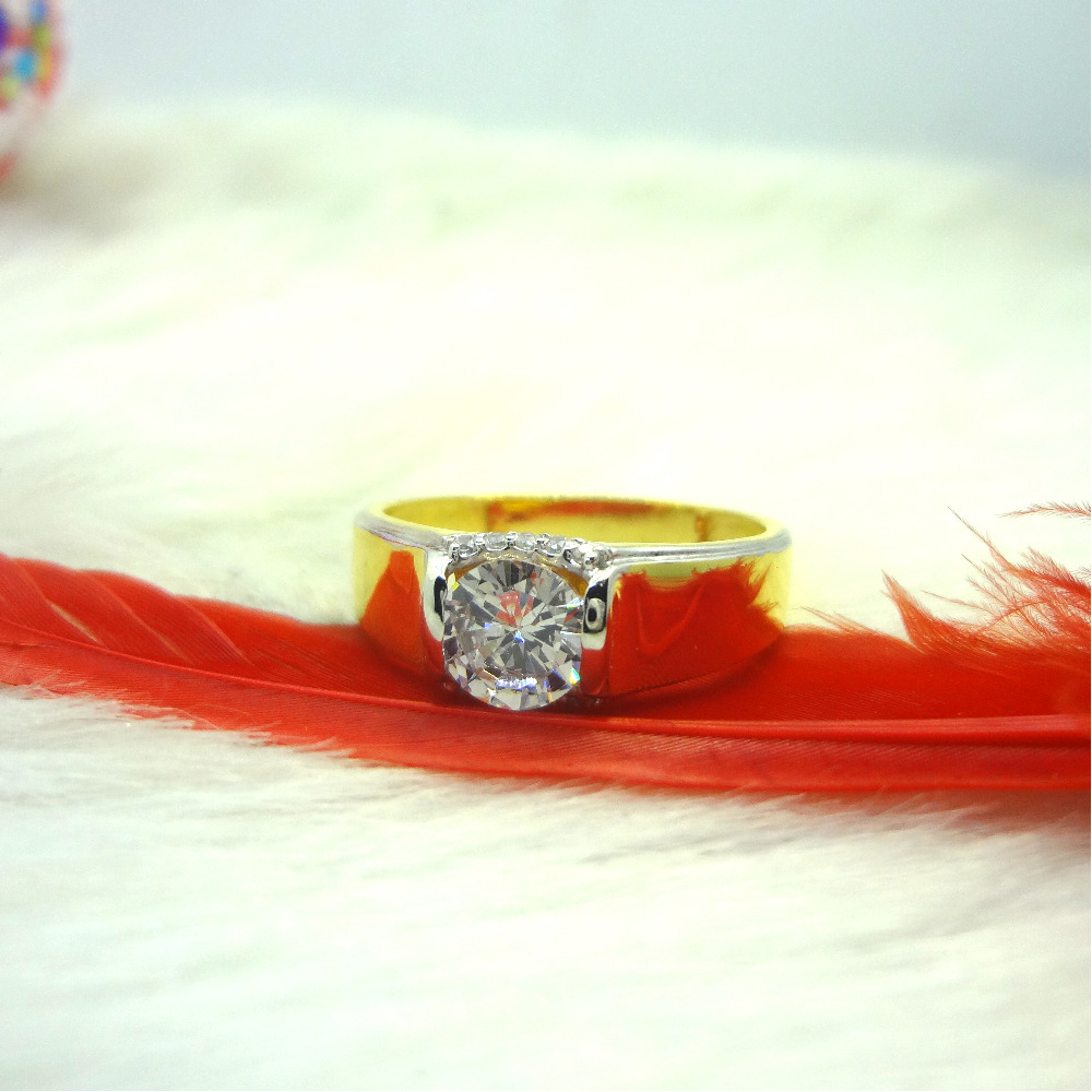 916 gold cz diamond solitare gents ring