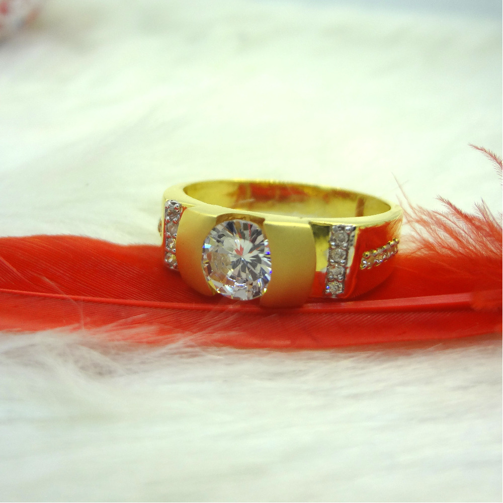 916 gold cz diamond solitaire gents ring