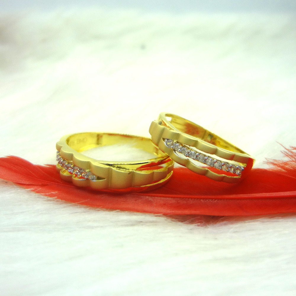 916 gold cz diamond couple ring