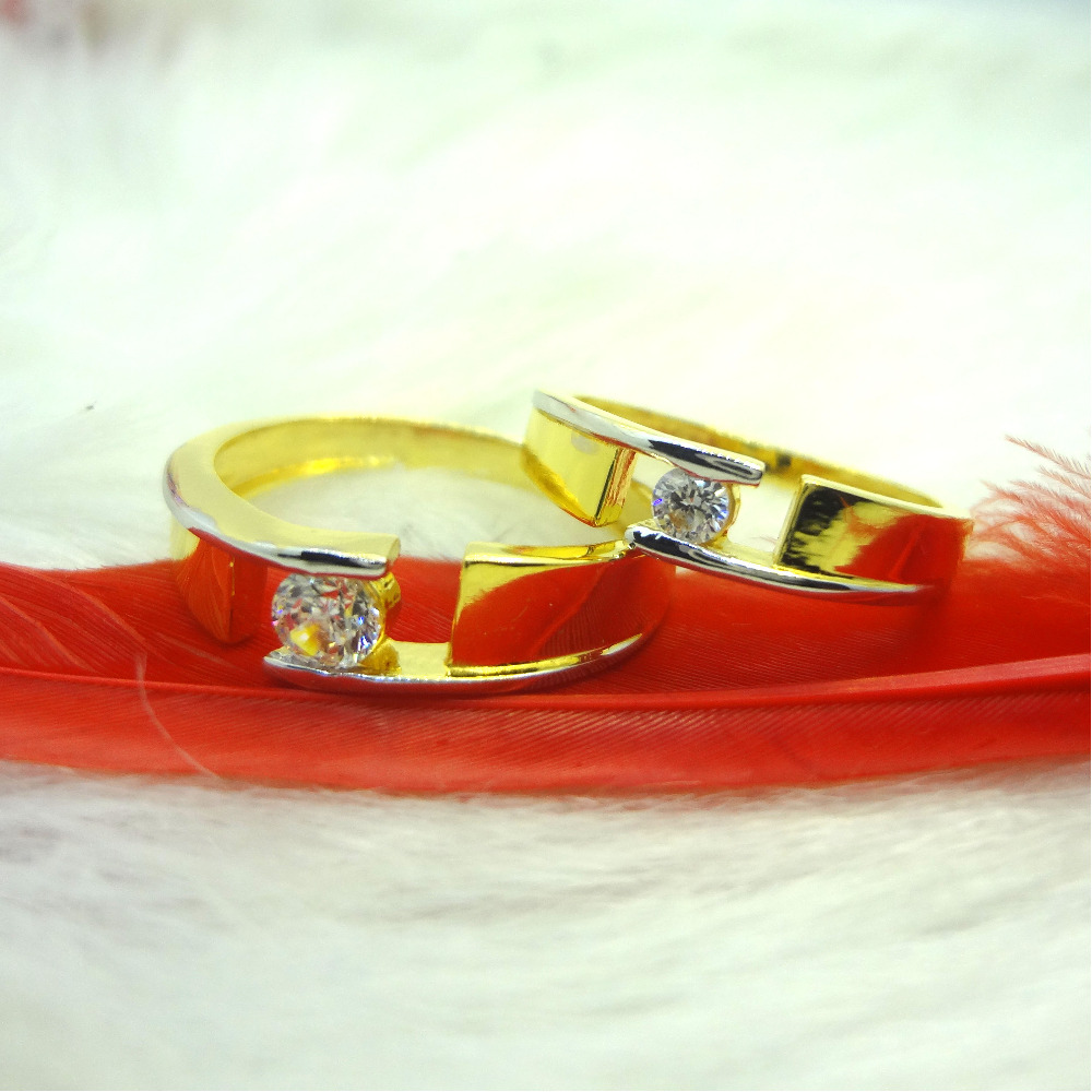 916 gold cz diamond couple ring