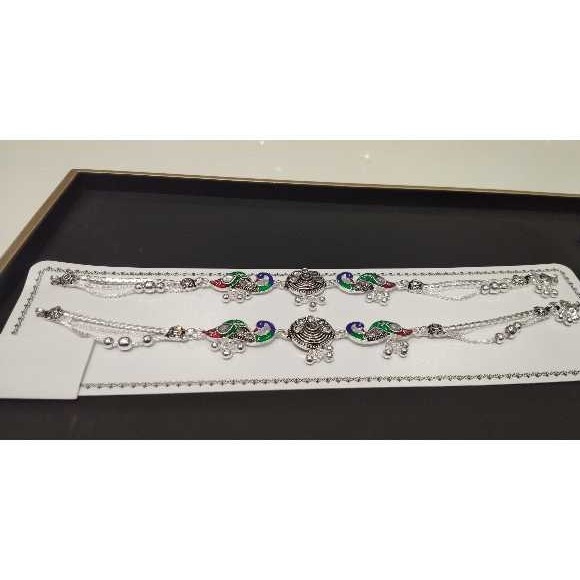 White Indian Ladies Silver Payal