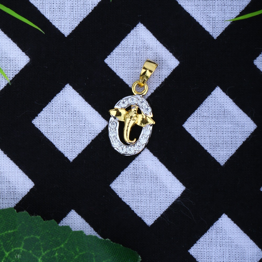 22KT CZ Gold Ganesh Design Pendant JJ-P038