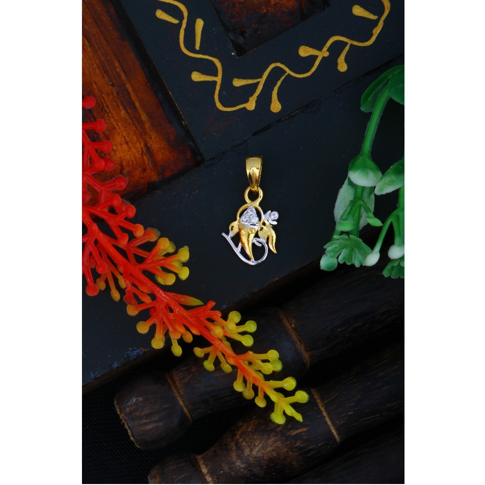 916 Gold CZ Ganesh Design Pendant JJ - P014