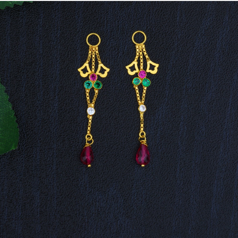 916 Double Line Gold Latkan for Earrings JJ-015