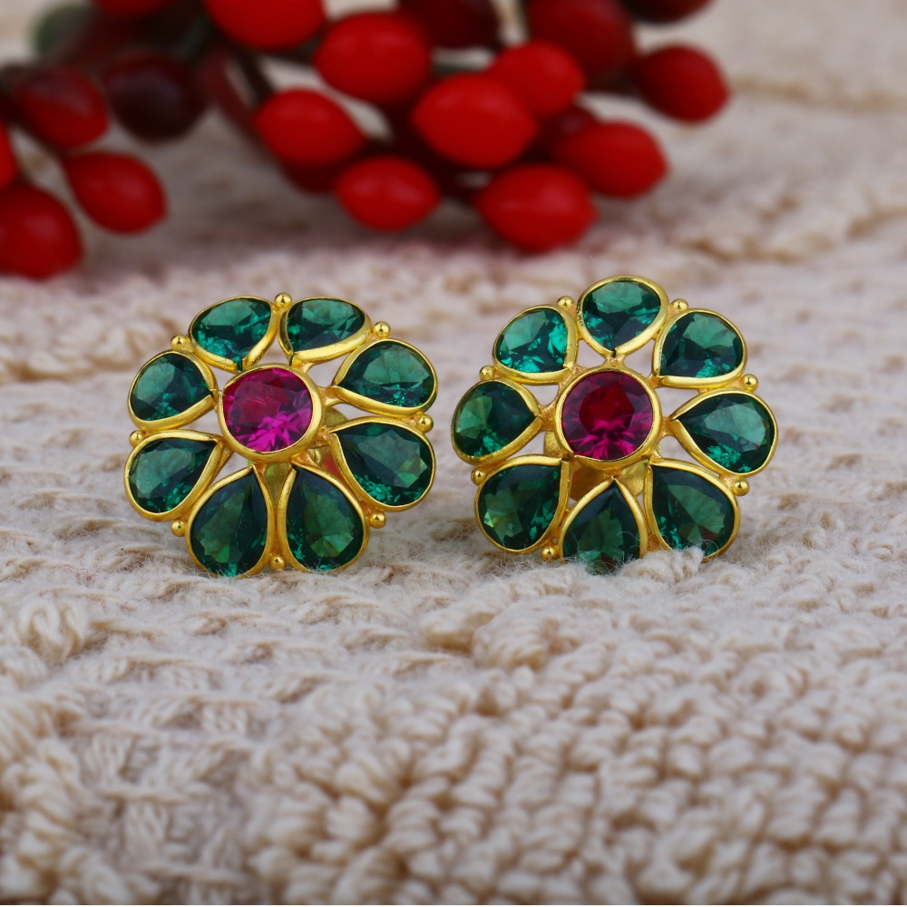 916 Gold Fancy Colour Stone Tops JJ-006