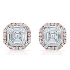Pie Cut Ascher Shape Diamond Earrings