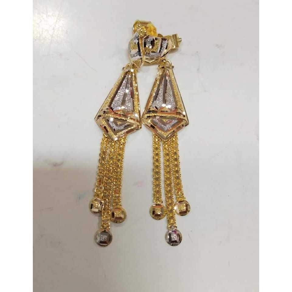 916 Gold Long Fancy Ladies Earrings