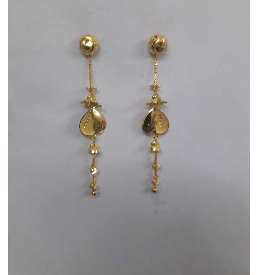 Leaf Shape Gold Fancy Long Ladies Earrings