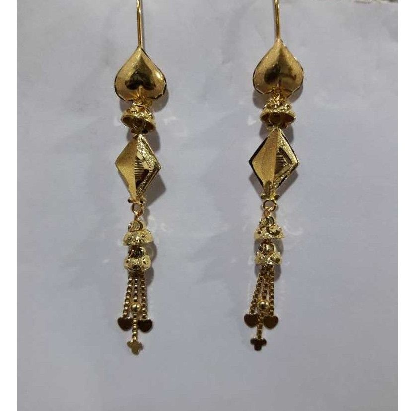 916 Gold Long Fancy Ladies Earrings