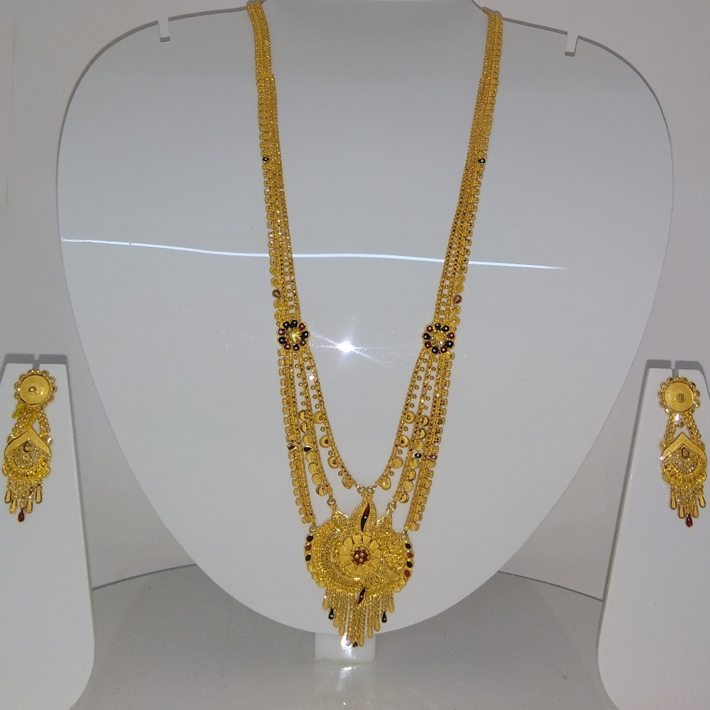 22KT Gold Stylish Long Necklace Set