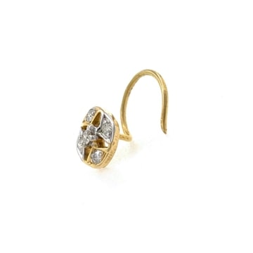 18k yellow gold light weight design nose pin - Image 2