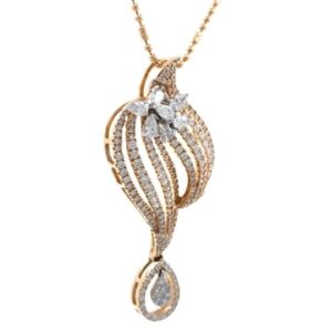 18k Gold And Diamond Designer Pendant Set