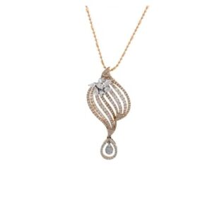 18k Gold And Diamond Designer Pendant Set