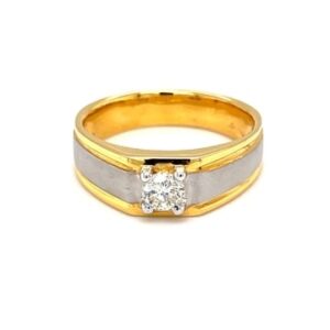 18k Gold Solitaire Ring for Men
