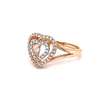 18k Gold Heart single Diamond Ring For Ladies - Image 3