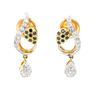 14k Gold With Diamonds Black & White Earrings
