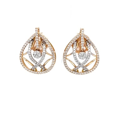 18k Rose Gold Diamond Beautiful Earrings